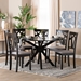 Baxton Studio Luise Modern Grey Fabric and Dark Brown Finished Wood 7-Piece Dining Set - Luise-Grey/Dark Brown-7PC Dining Set