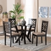 Baxton Studio Elise Modern Sand Fabric and Dark Brown Finished Wood 5-Piece Dining Set - Lydie-Sand/Dark Brown-5PC Dining Set