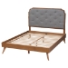 Baxton Studio Lorana Mid-Century Modern Grey Fabric and Walnut Brown Wood King Size Platform Bed - MG9772/9704-King