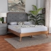 Baxton Studio Lorana Mid-Century Modern Grey Fabric and Walnut Brown Wood King Size Platform Bed - MG9772/9704-King