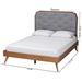 Baxton Studio Lorana Mid-Century Modern Grey Fabric and Walnut Brown Wood Queen Size Platform Bed - MG9772/9704-Queen