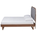 Baxton Studio Roald Mid-Century Modern Grey Fabric and Walnut Brown Wood King Size Platform Bed - MG9772/97043-King