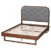 Baxton Studio Roald Mid-Century Modern Grey Fabric and Walnut Brown Wood King Size Platform Bed - MG9772/97043-King