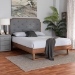 Baxton Studio Roald Mid-Century Modern Grey Fabric and Walnut Brown Wood King Size Platform Bed - MG9772/97043-King