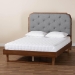 Baxton Studio Roald Mid-Century Modern Grey Fabric and Walnut Brown Wood King Size Platform Bed - MG9772/97043-King
