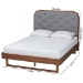 Baxton Studio Roald Mid-Century Modern Grey Fabric and Walnut Brown Wood King Size Platform Bed - MG9772/97043-King