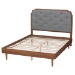 Baxton Studio Garron Mid-Century Modern Grey Fabric and Walnut Brown Wood King Size Platform Bed - MG9772/97151-King