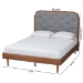Baxton Studio Garron Mid-Century Modern Grey Fabric and Walnut Brown Wood King Size Platform Bed - MG9772/97151-King