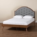 Baxton Studio Blanchard Mid-Century Modern Grey Fabric and Walnut Brown Wood King Size Platform Bed - MG9776/9704-King
