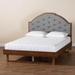 Baxton Studio Douglas Mid-Century Modern Grey Fabric and Walnut Brown Wood King Size Platform Bed - MG9776/97043-King