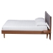 Baxton Studio Hemera Mid-Century Modern Grey Fabric and Walnut Brown Wood King Size Platform Bed With Floating Side Table - MG-0222-Walnut/Dark Grey-King