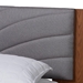 Baxton Studio Hemera Mid-Century Modern Grey Fabric and Walnut Brown Wood Queen Size Platform Bed With Floating Side Table - MG-0222-Walnut/Dark Grey-Queen