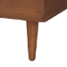 Baxton Studio Hemera Mid-Century Modern Grey Fabric and Walnut Brown Wood King Size Platform Bed With Floating Side Table - MG-0222-Walnut/Dark Grey-King