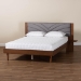 Baxton Studio Hemera Mid-Century Modern Grey Fabric and Walnut Brown Wood King Size Platform Bed With Floating Side Table - MG-0222-Walnut/Dark Grey-King