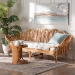 bali & pari Loften Bohemian Light Honey Rattan Daybed - Leaves-Natural Rattan-Daybed with Cushion