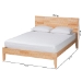 Baxton Studio Hosea Japandi Carved Honeycomb Natural Queen Size Platform Bed - SW8588-Natural-Queen