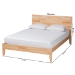 Baxton Studio Hosea Japandi Carved Honeycomb Natural Queen Size Platform Bed - SW8588-Natural-Queen
