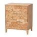 Baxton Studio Hosea Japandi Carved Honeycomb Natural King Size 4-Piece Bedroom Set - SW8588-Natural-4PC King Bedroom Set