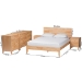 Baxton Studio Hosea Japandi Carved Honeycomb Natural King Size 5-Piece Bedroom Set - SW8588-Natural-5PC King Bedroom Set