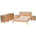 Baxton Studio Hosea Japandi Carved Honeycomb Natural King Size 5-Piece Bedroom Set - SW8588-Natural-5PC King Bedroom Set