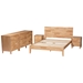 Baxton Studio Hosea Japandi Carved Honeycomb Natural King Size 5-Piece Bedroom Set - SW8588-Natural-5PC King Bedroom Set