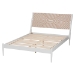 Baxton Studio Louetta Coastal White King Size Platform Bed with Carved Contrasting Headboard - SW8591-White-King
