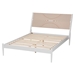 Baxton Studio Louetta Coastal White Queen Size Platform Bed with Carved Contrasting Headboard - SW8591-White-Queen