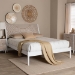 Baxton Studio Louetta Coastal White King Size Platform Bed with Carved Contrasting Headboard - SW8591-White-King