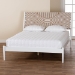 Baxton Studio Louetta Coastal White King Size Platform Bed with Carved Contrasting Headboard - SW8591-White-King