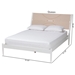 Baxton Studio Louetta Coastal White King Size Platform Bed with Carved Contrasting Headboard - SW8591-White-King