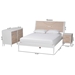 Baxton Studio Louetta Coastal White Caved Contrasting Queen Size 3-Piece Bedroom Set - SW8591-White-3PC Queen Bedroom Set