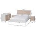 Baxton Studio Louetta Coastal White Caved Contrasting Queen Size 4-Piece Bedroom Set - SW8591-White-4PC Queen Bedroom Set