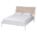 Baxton Studio Louetta Coastal White Caved Contrasting Queen Size 4-Piece Bedroom Set - SW8591-White-4PC Queen Bedroom Set