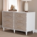 Baxton Studio Louetta Coastal White Carved Contrasting 6-Drawer Dresser - SW8000-63D6D-6DW-White-Dresser