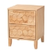 Baxton Studio Hosea Japandi Carved Honeycomb Natural 2-Drawer Nightstand