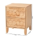 Baxton Studio Hosea Japandi Carved Honeycomb Natural 2-Drawer Nightstand - SW8000-61NS2D-2DW-Natural-Nightstand