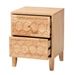 Baxton Studio Hosea Japandi Carved Honeycomb Natural 2-Drawer Nightstand - SW8000-61NS2D-2DW-Natural-Nightstand