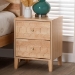 Baxton Studio Hosea Japandi Carved Honeycomb Natural 2-Drawer Nightstand - SW8000-61NS2D-2DW-Natural-Nightstand