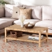bali & pari Kalimantan Bohemian Light Honey Rattan and Mahogany Wood Rectangle Coffee Table - KALIMANTAN-Rectangle-Rattan-Coffee Table