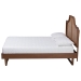 Baxton Studio Francine Mid-Century Modern Ash Walnut Woven Rattan King Size Bed - MG9774/97043-King