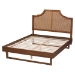 Baxton Studio Francine Mid-Century Modern Ash Walnut Woven Rattan King Size Bed - MG9774/97043-King