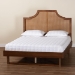 Baxton Studio Francine Mid-Century Modern Ash Walnut Woven Rattan King Size Bed - MG9774/97043-King
