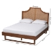 Baxton Studio Francine Mid-Century Modern Ash Walnut Woven Rattan King Size Bed - MG9774/97043-King
