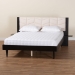 Baxton Studio Adriano Transitional Beige Fabric and Black Wood Queen Size Bed with Built-In Side Tables - MG0222-2-Black/Beige-Queen