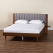Baxton Studio Kalista Transitional Modern Grey Fabric and Walnut Brown Wood Queen Size Bed with Built-In Side Tables - MG-0222-1-Walnut/Dark Grey-Queen