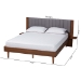 Baxton Studio Kalista Transitional Modern Grey Fabric and Walnut Brown Wood Queen Size Bed with Built-In Side Tables - MG-0222-1-Walnut/Dark Grey-Queen