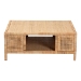 bali & pari Kalimantan Bohemian Light Honey Rattan and Mahogany Wood Square Coffee Table - KALIMANTAN-Square-Rattan-Coffee Table