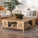 bali & pari Kalimantan Bohemian Light Honey Rattan and Mahogany Wood Square Coffee Table - KALIMANTAN-Square-Rattan-Coffee Table
