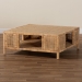 bali & pari Kalimantan Bohemian Light Honey Rattan and Mahogany Wood Square Coffee Table - KALIMANTAN-Square-Rattan-Coffee Table