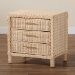 bali & pari Lanica Japandi Sun Bleached Rattan 3-Drawer Nightstand - Braided Sun Bleached Ivory-Wood/Rattan-3DW-NS